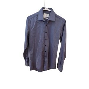 Ron Tomson 32/33 Los Angeles Mens Tailored Fit Button Down Blue Geometric Shirt